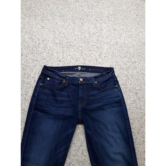 30  7 For All Mankind Midrise The Skinny Dark Wash - Picture 4 of 9